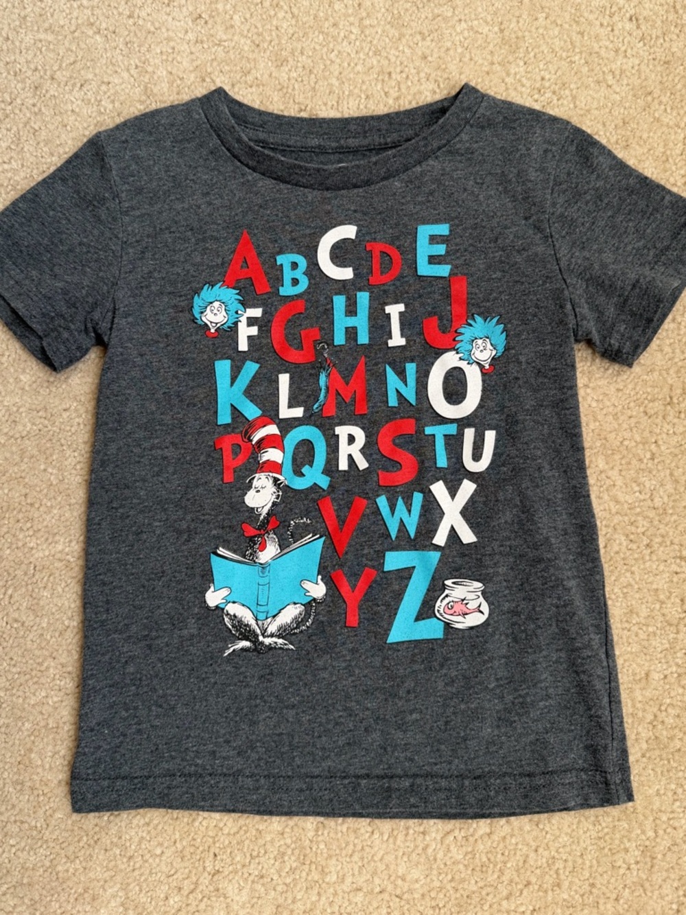 Dr. Seuss Cat in the Hat Gray Tee with ABC Print